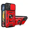 Lens Slayt Tasarımı Şok geçirmez zırh yüzüğü Kickstand Case için 15 14 13 12 11 Pro Max Mini Araba Tutucu Telefon Kapak Kamera Koruması