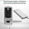 Smart Lock Smart door lock with biometric fingerprint/password/smart card/key unlocking/USB emergency charger WX