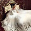 2024 Romantische Victoriaanse jurken schep vintage lange mouwen Arabische moslim islamitische trouwjurken kanten appliques bruidsjurk 0509
