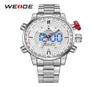 Model sportowy Weide Mens wiele funkcji Business Auto Data Tydzień Analog LED Alarm Stop Zatrzymaj zegarek Stal Pasek Watch7091270