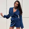 Altri abiti da sera abbigliamento abiti eleganti blu di lusso per donne 2023 abito di seta in raso formale in seta alta donna ad alta donna abito corto lungo slve y240509