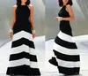 Robe maxi à rayures en noir et blanc pour femmes robes sans dos robes d'été robes formelles soirée dames sexy rayures longs maxi pili7108705