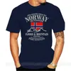 Camisetas masculinas de verão bandeira norueguesa fiorde camiseta de montanha de camiseta louca de camiseta de algodão Crewneck PLUSTE TIM