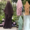 Vêtements ethniques Femmes musulmanes Eid Ramadan Hooded Abaya Prayer Garment 2 Pieces Burqa Hijab Long Khimar Maxi Robes Set Turkey Kaftan Islamic