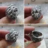 Bandringe Linie 925 Sterllsilver Lion Beauty Rmens Biker Rock Punk Schmuck TA349 US Size 7-16 J240508