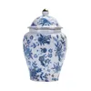 Vases en céramique Jar Porcelaine blanche bleue avec couvercle Luxury Gift Vase Bocs