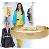 1pc ceinture élégante pour femmes cummerbund girl metal plaque miroir doré ceinture mince avec chaînes