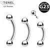 Anneaux de nombril bouton de ventre anneaux incurvés à sourcils Perçage de nez G23 titane en interne 14g 5/16 pouces 3 mm balles etite nombell harbell d240509