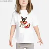 T-shirts Top Summer French Bulldog Print T-shirt Childrens Childret à manches O Children T-shirt Baby Gilrs T-shirt décontracté BAL034L2405