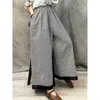 Damesbroek capris katoenen linnen broek vrouwen wijd been broek vintage Harajuku Koreaanse stijl elastische taille broek vrouwen losse casual plaid kleren y240509