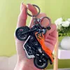 Keychains Lanyards Ny simulering Mini Motorcykel Keychain Fashion Personlighet Racing Car Key Chain Unisex Motorcykel Model Toy Keyring Pendant J240509