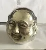 Sculptures Collectibles Rare chinese tibet brass 4 faces buddha head statue Figures 5x6cm