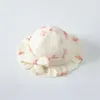 Caps chapeaux mignon arc coton gaozi bébé chapeau de soleil printemps et été en lin fin de lin et fille chapeau de seau adapté à 0 à 2