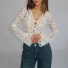 Blouses pour femmes Châchage floral en dentelle de dentelle