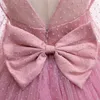 Robes de fille affluée sur les pois bébé filles robes d'été Mesh Fashion Bow Little Princess Christmas d'anniversaire cadeau 1 à 6 ans Vêtements pour enfants