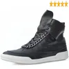 Casual Shoes Punk Style Winter Marke Qualität Schnürung echter Leder Herren Männliche Schuhkette Top High Flates Weiß weiß