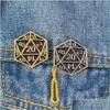 Acessórios para desenhos animados Dungeons e Dragões Pinos de esmalte Dragões D20 DND Game Broches Bag Roupas Butre