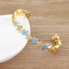 Wedding Bracelets 5 Colors Elegant Classic Crystal Open Bangles Bracelets For Women Gold Plated Lucky Star Shape Wedding Jewelry Accessories