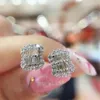 Baguette Lab Diamond Stud Earring Real 925 Sterling Silver Sieraden Betrokkenheid Bruiloftoorringen voor vrouwen Bridal Party Gift 197n