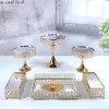 Gerichte Teller 6pcs Gold Mirror Metall Runde Torte Hochzeits Geburtstagsfeier Dessert Cupcake Sockel Display Platte Wohnkultur 252W