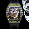 57-03 Mystical Dragon Carbone Fibre Mens Watch Automatic Swiss Tonneau Wristwatch Sapphire Crystal Imperproof Oversize Sports Watches 3 Colours