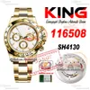 SPRZEDAŻ 116508 SA4130 AUTOMATYCZNY Chronograf Mens Watch King Yellow Gold White Stick Tide 904l Oystesteel Bransoletka 72H Power Reserv Super Edition RELOJ Pureteme Ptrx