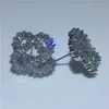 Dzielenie kwiatowe kolczyki 925 srebrny diament CZ zaręczynowe kolczyki na stadninę dla kobiet prezent na przyjęcie ślubne 248e