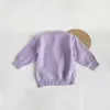 Sets 2023 Autumn New Print Childrens Baby Girls Full Sleeve Patch Ruched 3D Bear Doll Knitted Top Grade Sweater Cute Bottom Clothing Q240508