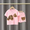 Roupas conjuntos de roupas meninos garotas de verão set baby algodão cartoon o pescoço de manga curta shorts