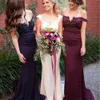 2021 Uzun Denizkızı Nedime Elbiseleri Boncuklu Omuz Kanat Düğün Düğün Konuk Elbisesi Onur Partisi Gowns 0509