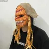 Máscaras de festa Novo máscara facial de látex de abóbora move a boca esqueleto Halloween Horror e Q240508