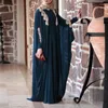 Roupas étnicas eid ramadã muçulmano abaya batwing manga maxi vestido peru dubai feminino bordado abayas kaftan vestido marrocos jalabiya caftan