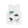 T-shirts 2024 Childrens Summer Cartoon T-shirt pojkar och flickor Bomullssporttank Topp Dinosaurie Shark Print Tank Top Childrens Casual Tank Top 2-10yl240509