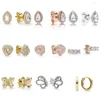 Stud Earrings 2024 Spring Original 1:1 Sparkling Love Knots. Teardrops. Butterflies. Flowers Multi-style Fashion Glamour Girls