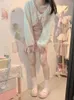 Robes de travail tricotées kawaii lolita deux pièces set femmes japonais mignon robe douce costume femelle coréen rose rose manche à manches longues 2024