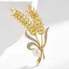 Broches luxe cristal blé oreille broche pour femmes hommes combinaisons marque étiquette en soie écharpe boucle épingle bijoux de bijoux