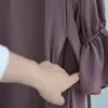 Etniska kläder Ramadan Eid Muslim Abaya Women Prayer Solid Casual Modest Flare Sleeve Front Zipper Dress Saudi Marockan Kaftan