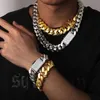 Łańcuchy Nowa biżuteria hip -hopowa 20 mm ciężka luksus 18K Real Gold Stated Solid Solid Cuban Miami Cuban Link Naszyjnik dla mężczyzn Hurtowa D240509