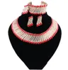 Wedding Fashion Dubai Africa Nigeria Africano Set di gioielli rossi Orecchini in bracciale anello Bracciale Set di gioielli da sposa9549943