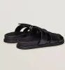 Chypre Sandals Shoes Men Calfskin Leather Beach Slippers Comfort Slide Flats Man調整可能なストラップカジュアルウォーキングEU38-46オリジナルボックス