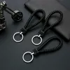 Keychains Lanyards 1pcs Corde à tricot en cuir Crystal clé de clés de luxe Metal Holder Hand Woven Couple Cadeau Femmes Fashion Course accessoires J240509