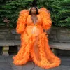 Orange enceinte de nuit enceinte robe mariée mariée robes de demoiselle d'honneur en satin en dentelle en satin pyjamas longues lingeries de fête nuptiale ro 246c