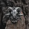 Cluster Rings Unique Punk Gothic Satanic Demon Skull Ring Men Biker Jewelry Gift Animal Finger Trendy Female Male Engagement Party 218u