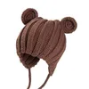 キャップハットニット冬の赤ちゃんの帽子漫画レース耳と子供の赤ちゃんの帽子1-3歳5色D240509