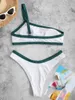 Costumi da bagno femminile Zaful legatura di bikini a coste ad alto taglio