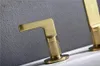 Смесители раковины ванной комнаты 2 ручки красивые атласные золотые золотые латунные водолаз