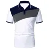 Heren -jurken Shirts Men Heren zomer Korte mouw Spell Color Polo Shirt Men Slim Fit Sport Polo Shirt.D240427