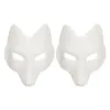 Máscara máscara máscara máscara raposa máscaras figurões de shalloween cosplay em branco gato diy animal lobo ocular teno festas face meio papel japonês japonês