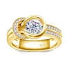 С сертификатом Bow Knot Moissanite Ring для женщин обручальный кольцо 7 мм 1,2CT Обручальные ювелирные ювелирные изделия.
