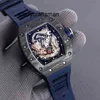 Relógios automáticos rm wristwatch mill lisure rm57-03 Millr mecânico totalmente automático Relógio de fibra de fibra de carbono Designer de punho à prova d'água 4G1E